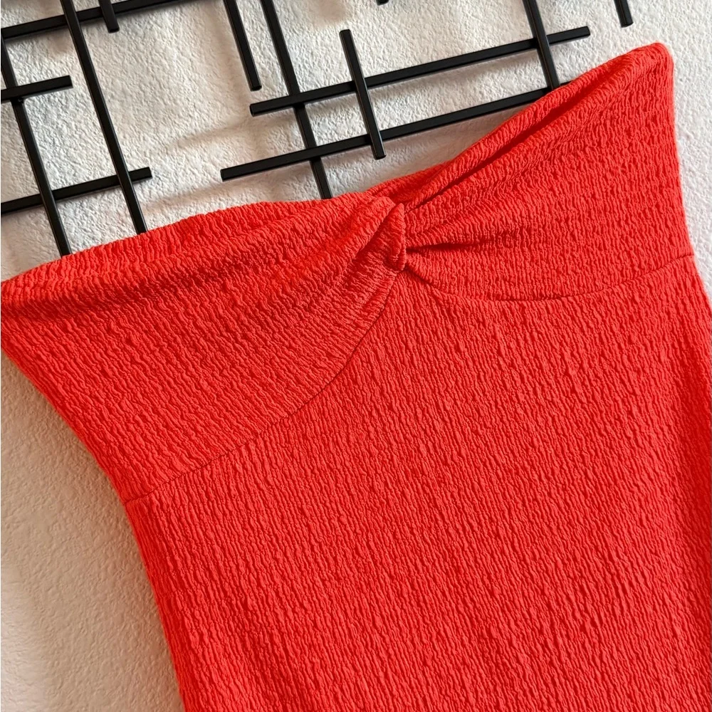 Wild Fable Blood Orange Strapless Midi Dress with Side Slit – Size M - Picture 2 of 5